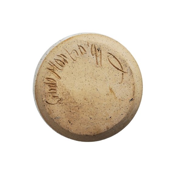 vintage 1991 handmade clay fired braided handle art pottery signed basket plante - Picture 12 of 12